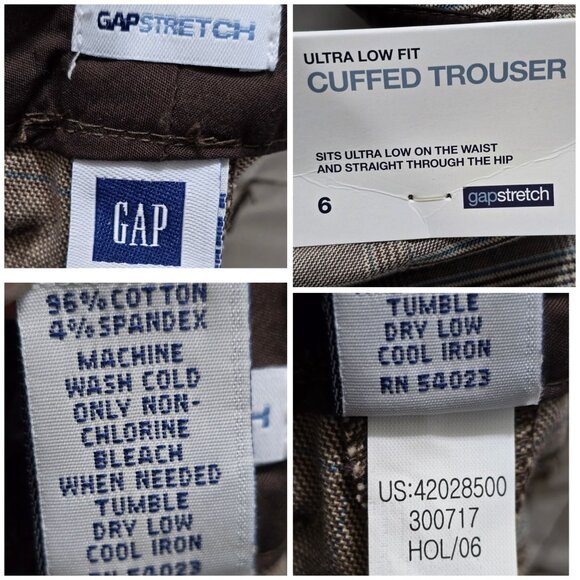 Gap Stretch Ultra Low Fit Cuffed Hem Plaid Straight Leg Trouser‎ Size 6 NWT - Picture 6 of 9